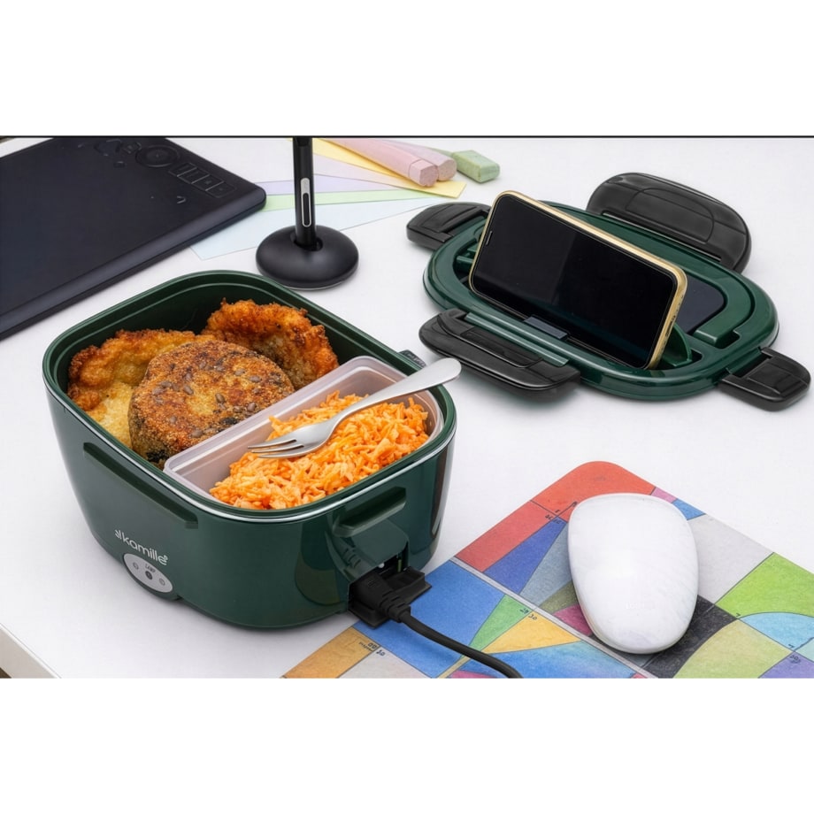 Elektryczny lunch box termos obiadowy samochodowy podgrzewany śniadaniówka do auta 1.5L KAMILLE