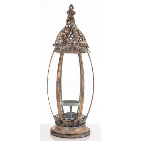 Lampion metalowy ze szkłem 45x14x14 cm OVALENA small