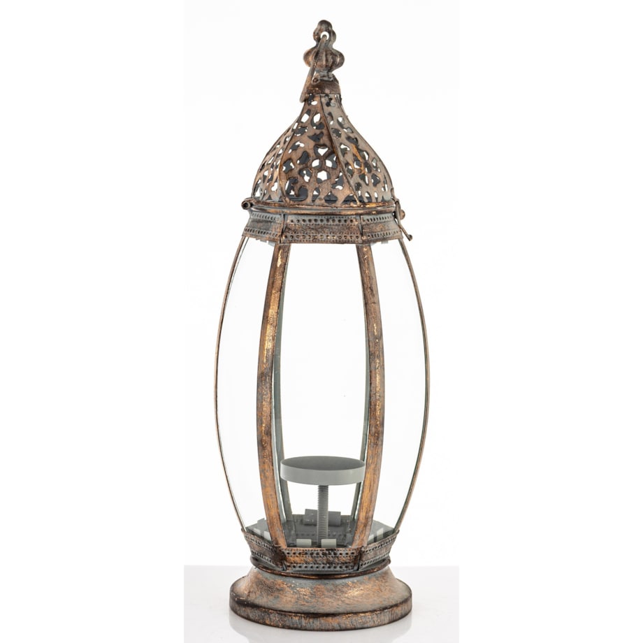 Lampion metalowy ze szkłem 45x14x14 cm OVALENA small