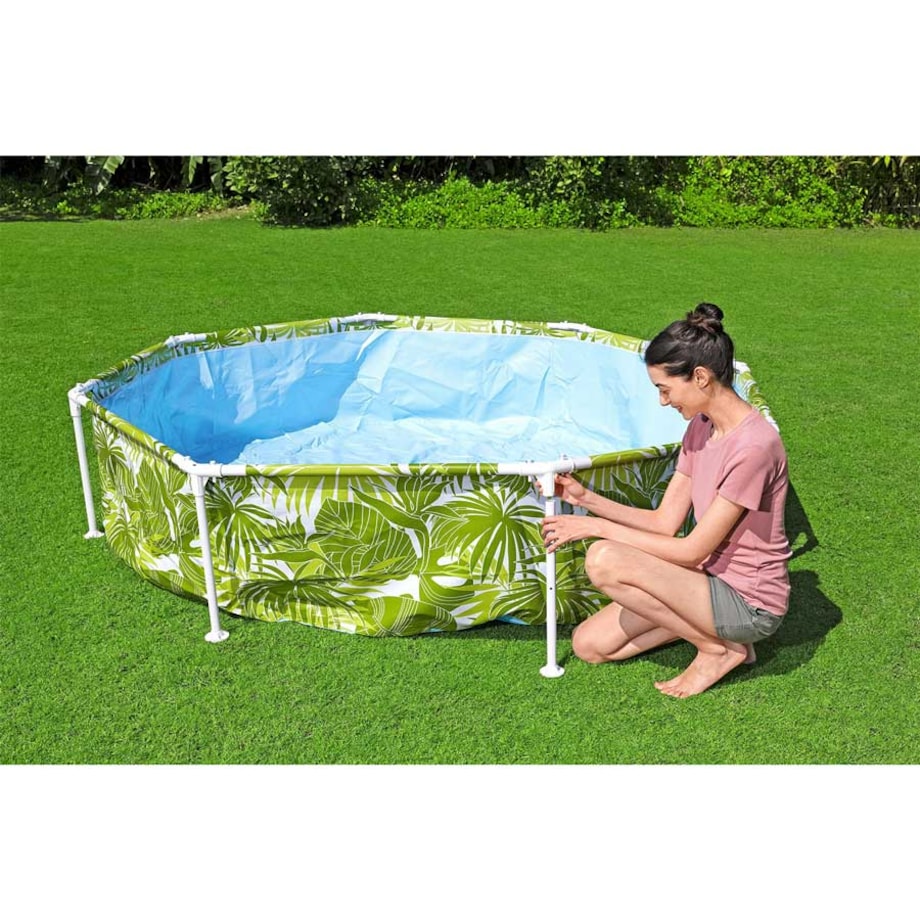 Basen ogrodowy stelażowy Bestway z daszkiem rodzinny dla dzieci 244x51 cm