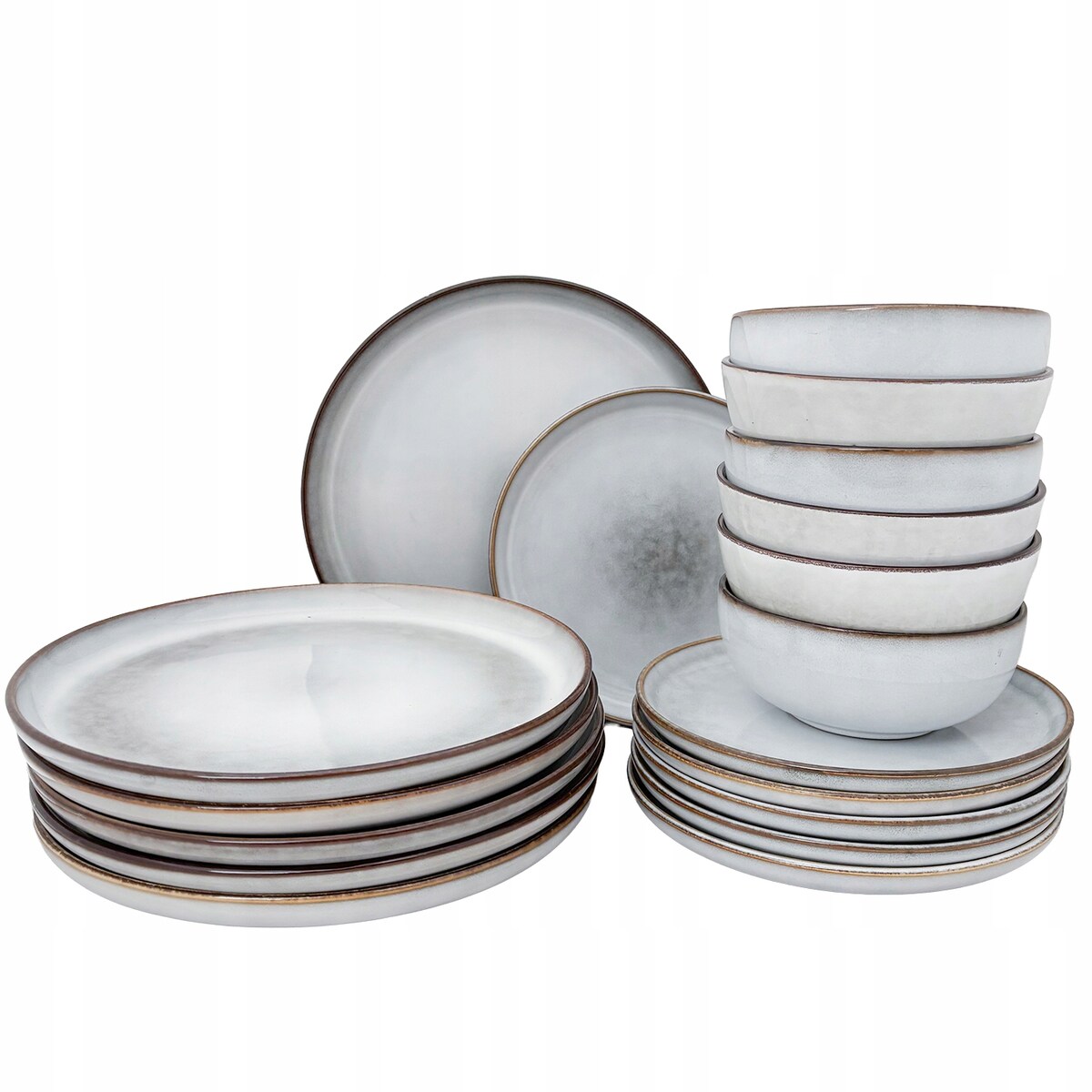 SERWIS OBIADOWY DLA 6 OSÓB ZESTAW TALERZY MISEK 18 el SZARY NOWOCZESNY