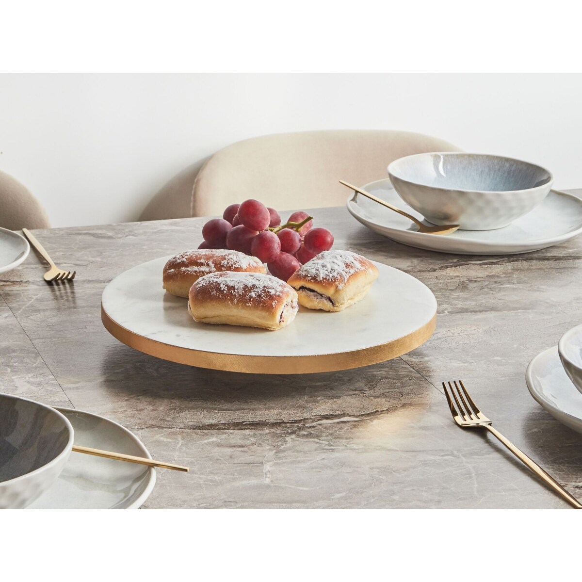 Patera na ciasto ASTROS Kamień Biały marmur