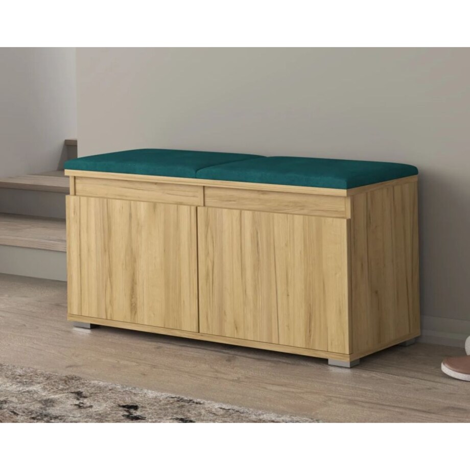 Szafka na buty z siedziskiem SINGAPUR 100 dąb craft/zielona