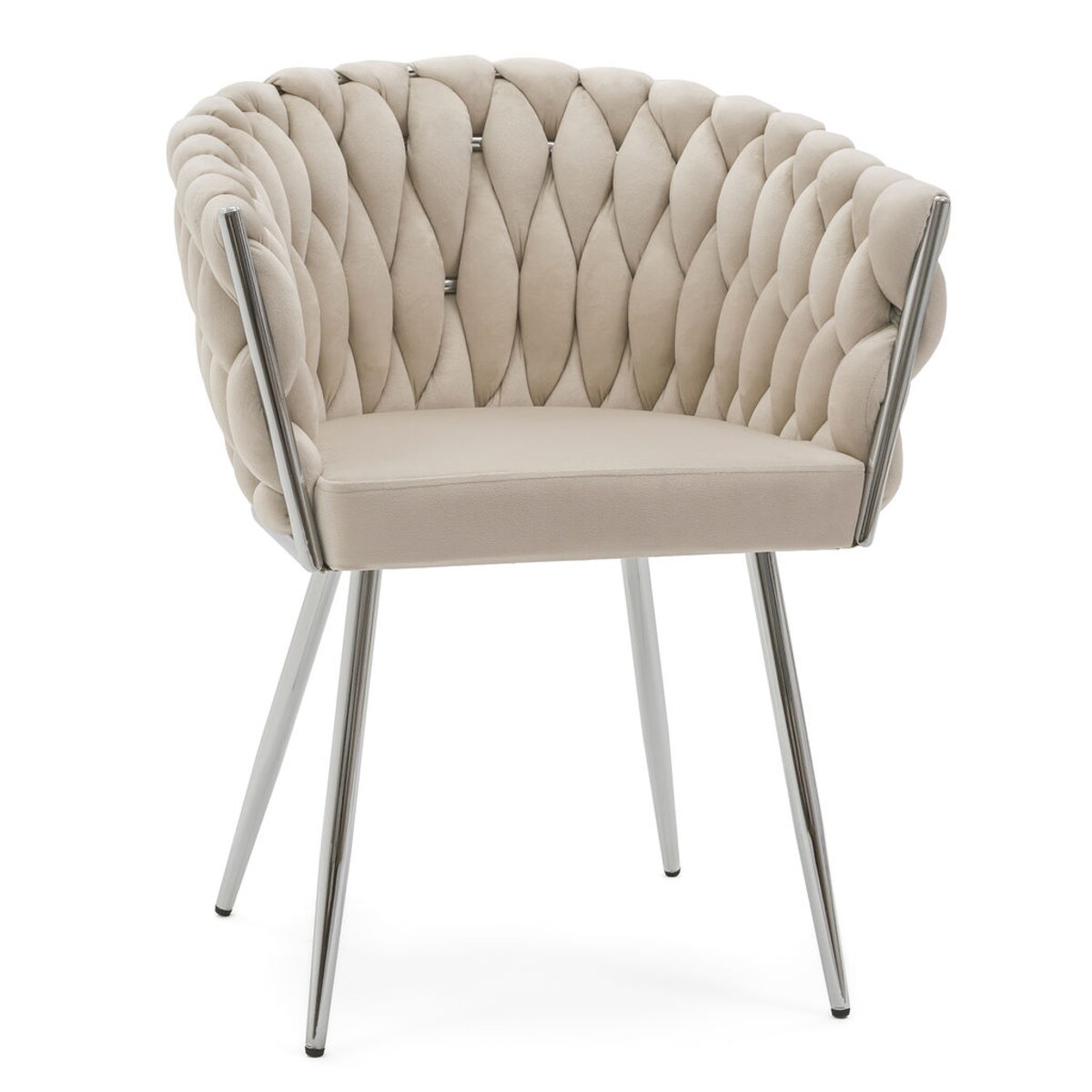 KRZESŁO WELUROWE DO KUCHNI KASZMIROWE SREBRNE NOGI ROSA CHROME PLECIONE