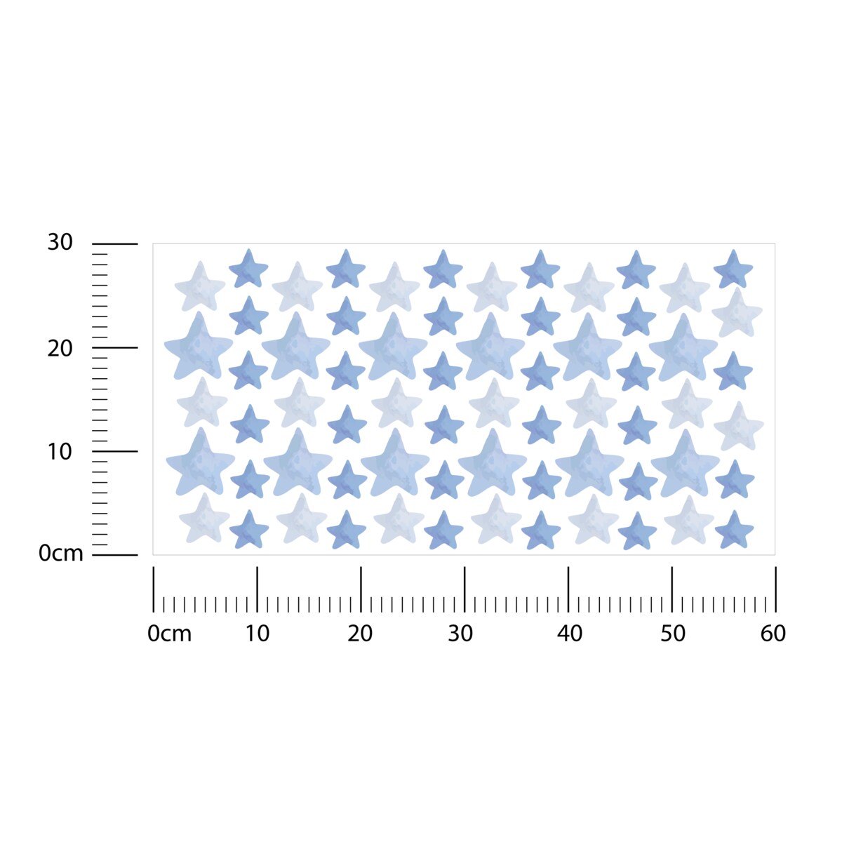 Naklejki Ścienne Dla Dzieci Akwarelowe Niebieskie GWIAZDKI Styl Boho ZESTAW 60x30cm