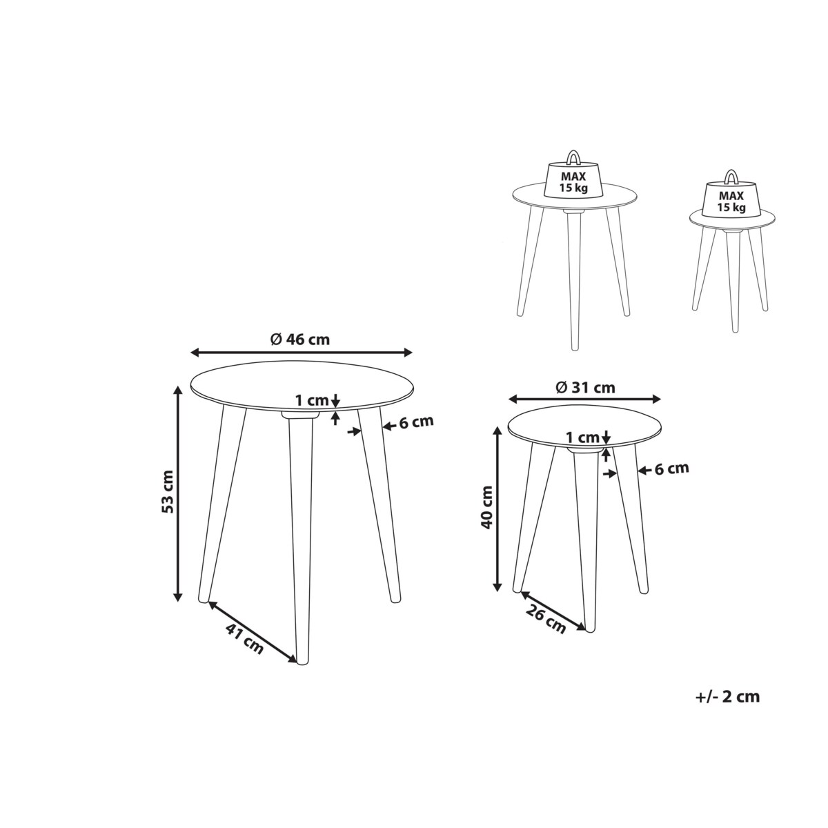 Zestaw 2 stolików pomocniczych drewno mango złamana biel BARJU