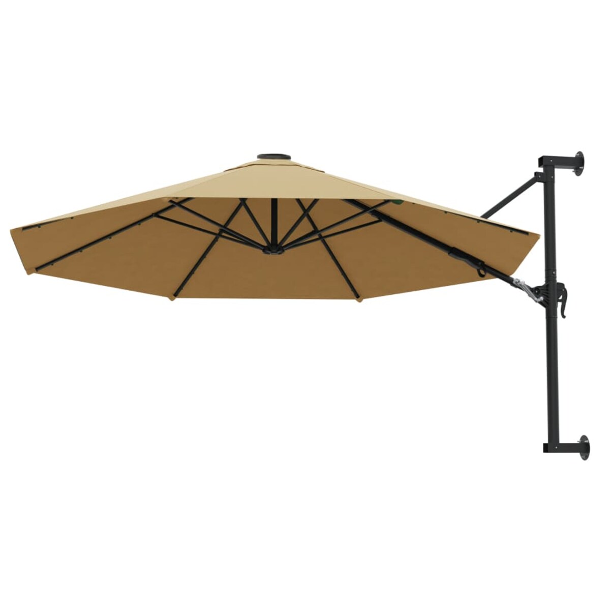 vidaXL Parasol ścienny na metalowym słupku, 300 cm, kolor taupe