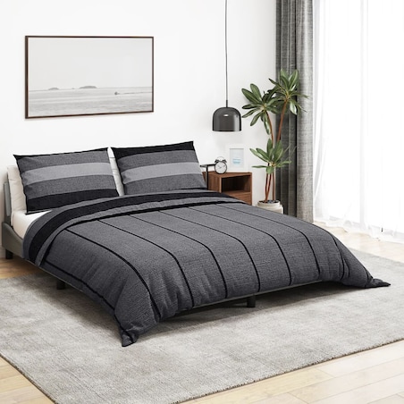 vidaXL Zestaw pościeli, ciemnoszary, 200x220 cm, bawełna