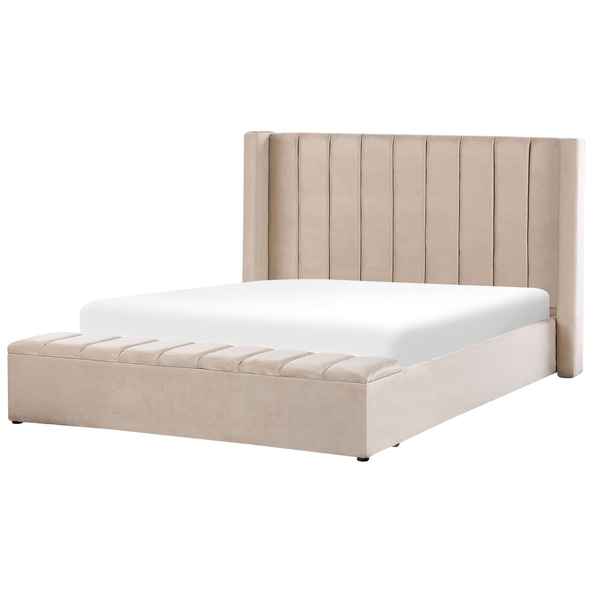 Łóżko wodne welurowe z ławką 180 x 200 cm beżowe NOYERS