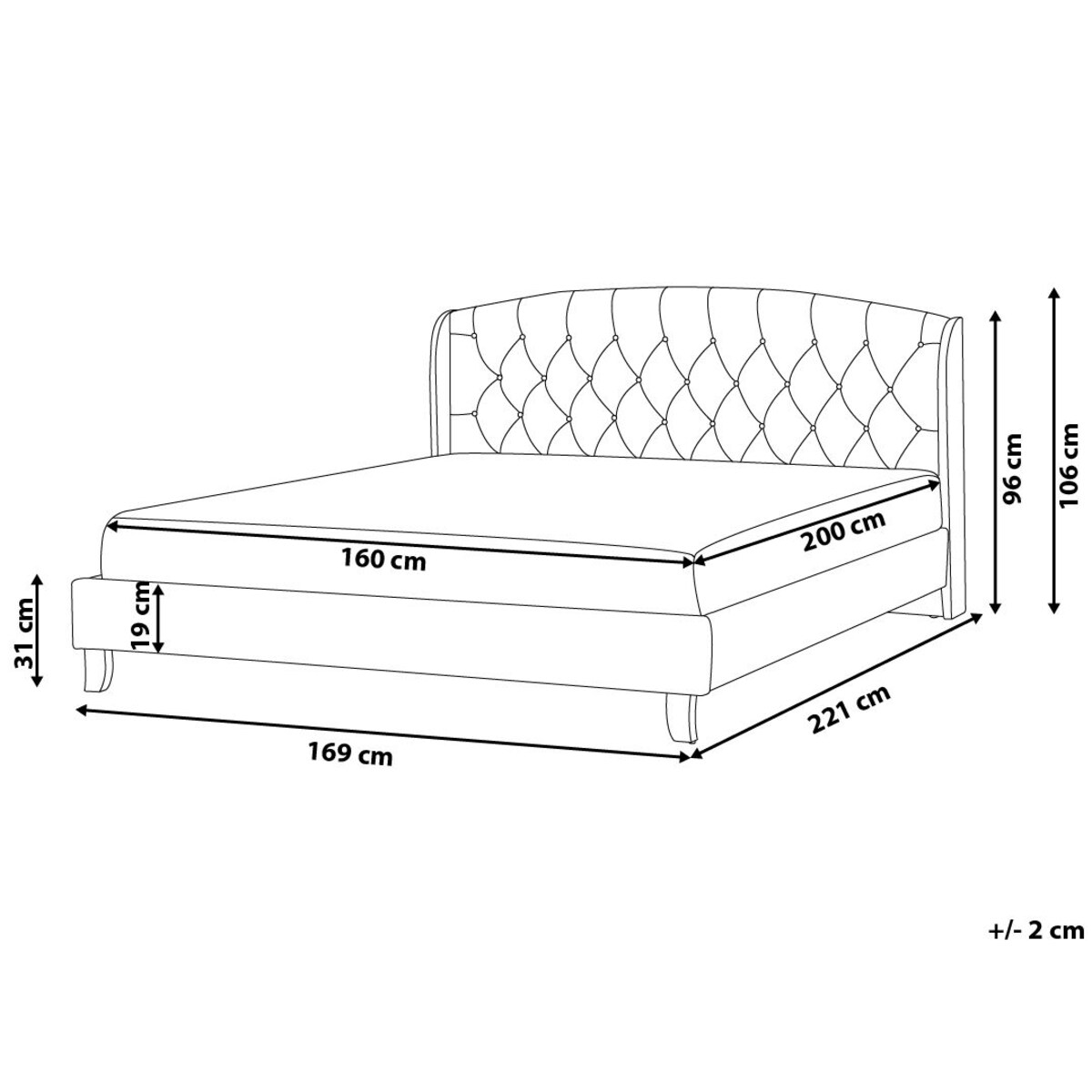 Łóżko tapicerowane 160 x 200 cm beżowe BORDEAUX