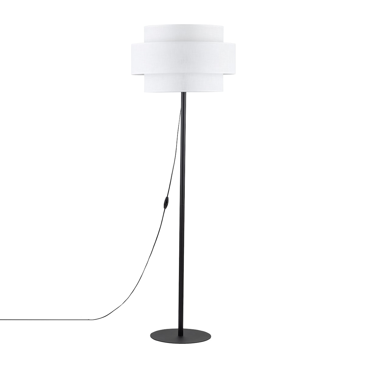 Lampa podłogowa TK Lighting CALISTO WHITE 5894 biała czarna E27 z dużym abażurem 50 cm