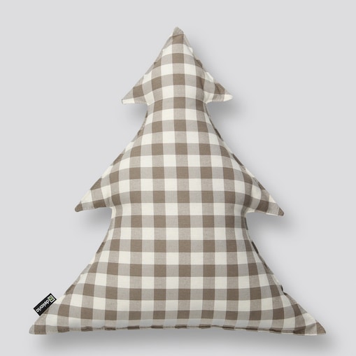 Poduszka Choinka 38x40cm, beżowo-biała kratka (1,5x1,5cm), 38x40x8cm, Quadro