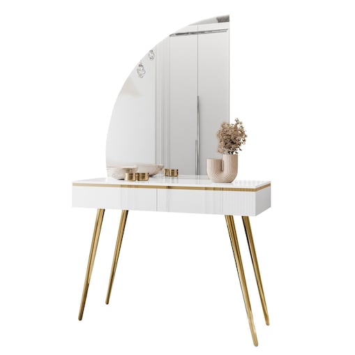 Toaletka AURORA-SQ biały połysk z lustrem lewym