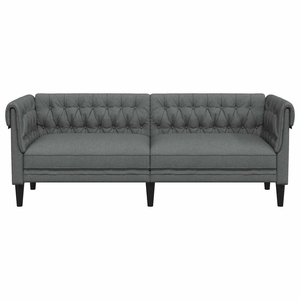 vidaXL Sofa Chesterfield, trzyosobowa, ciemnoszara, obita tkaniną
