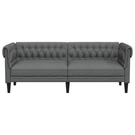 vidaXL Sofa Chesterfield, trzyosobowa, ciemnoszara, obita tkaniną