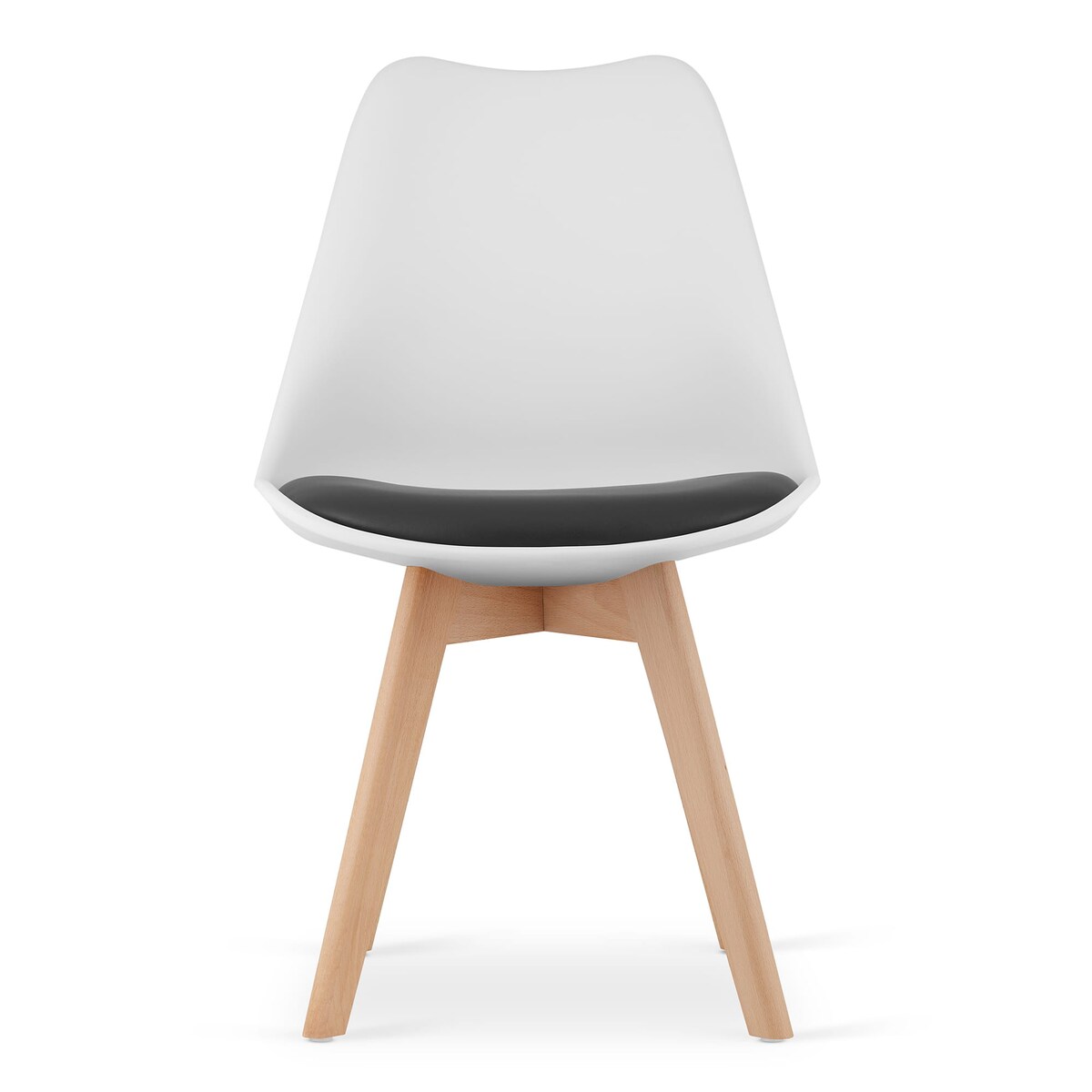 Krzesło Do Jadalni Kuchni Salonu Mark Biało Czarne / Nogi Naturalne