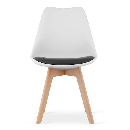 Krzesło Do Jadalni Kuchni Salonu Mark Biało Czarne / Nogi Naturalne