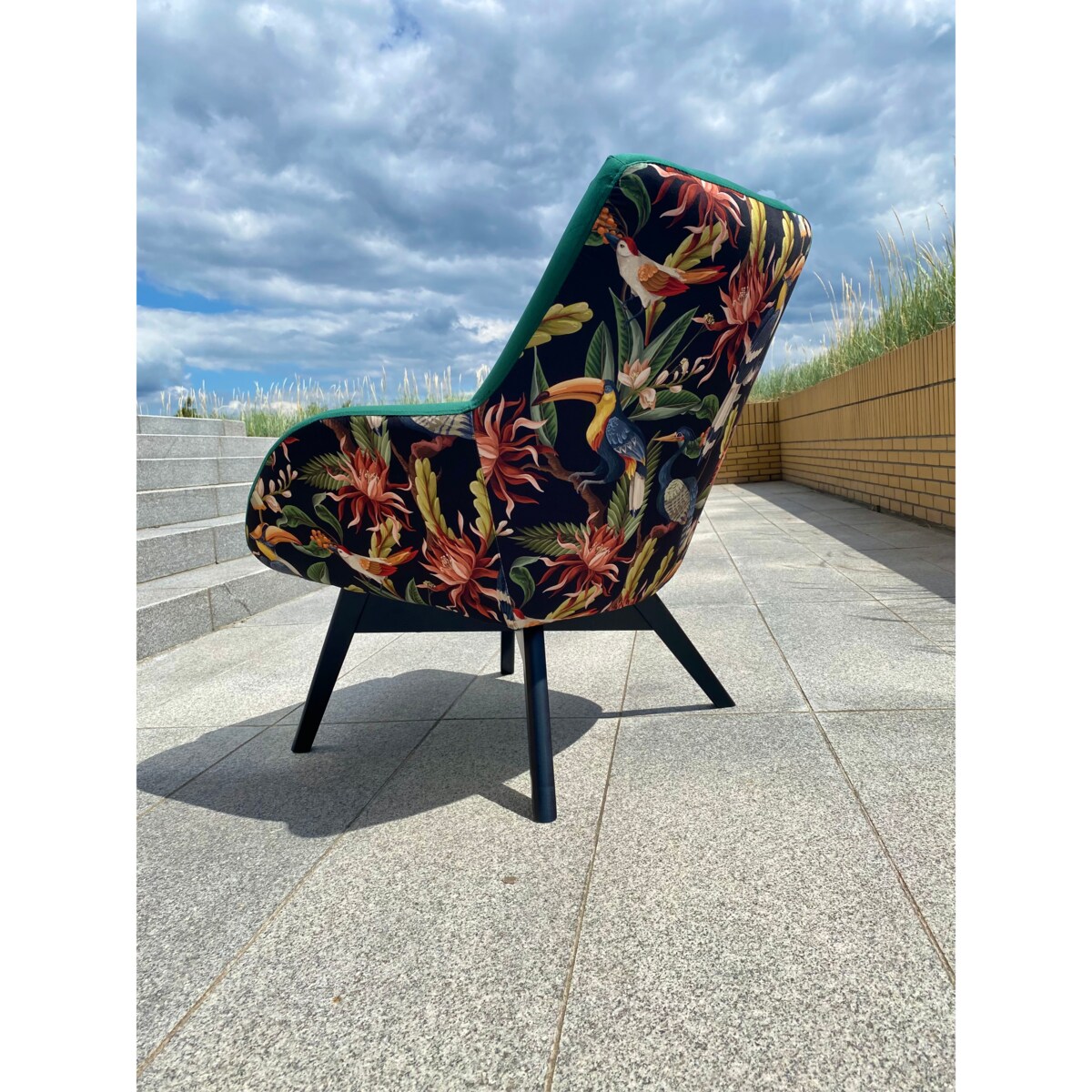 Fotel pikowany P01 ptaki egzotyczne