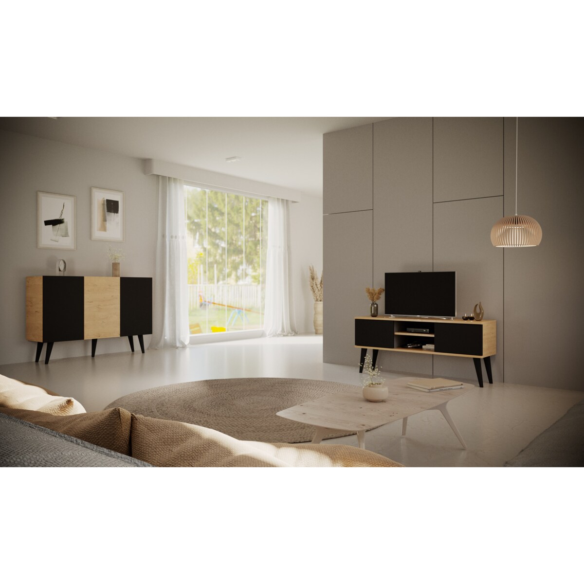 Komoda Toronto dąb artisan & czarny