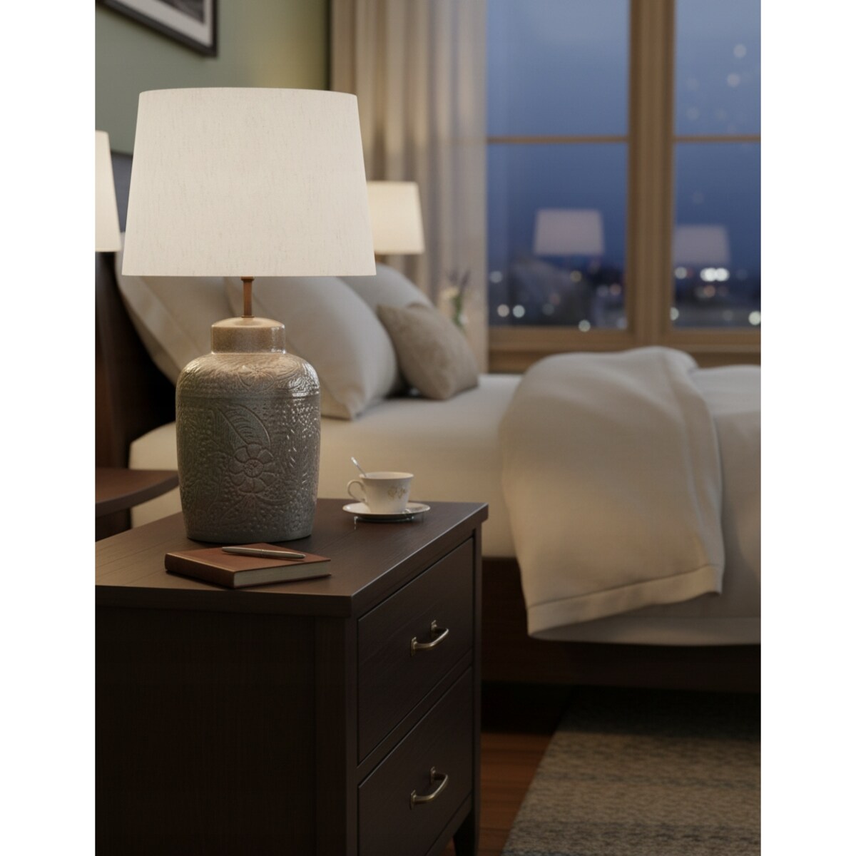 LAMPA STOŁOWA BIURKOWA NOCNA LOFT 42cm E27 SZARA DO SALONU SYPIALNI DOMU