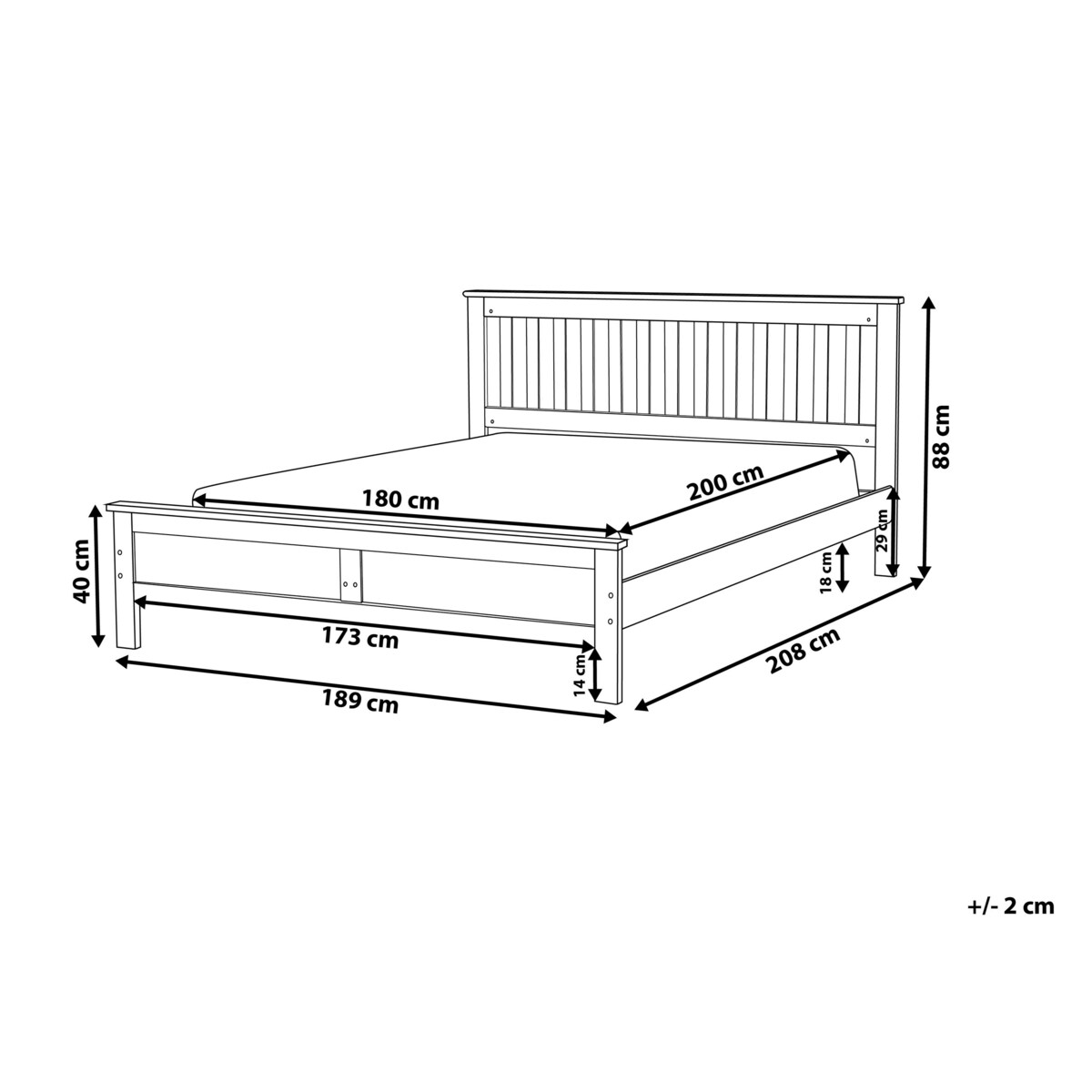 Łóżko drewniane 180 x 200 cm białe MAYENNE