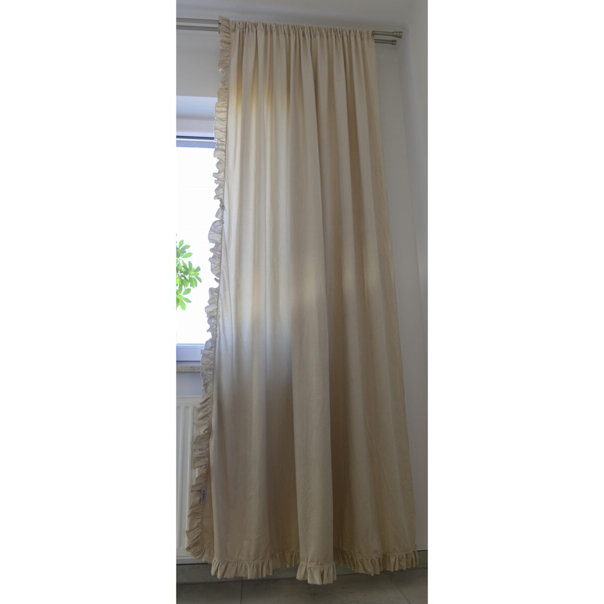 Zasłona Na Okno Okna Z Falbanką Do Salonu Sypialni 150X250 Cm Jasny Beż