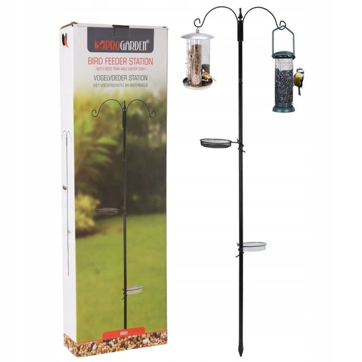 KARMNIK DLA PTAKÓW Duży Stojący Stojak Poidełko Budka Domek Metalowy Czarmy