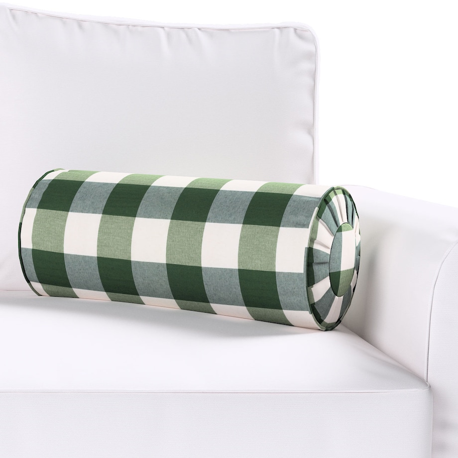 Poduszka wałek z zakładkami, zielono-biała krata (5,5x5,5cm), Ø20 x 50 cm, Quadro