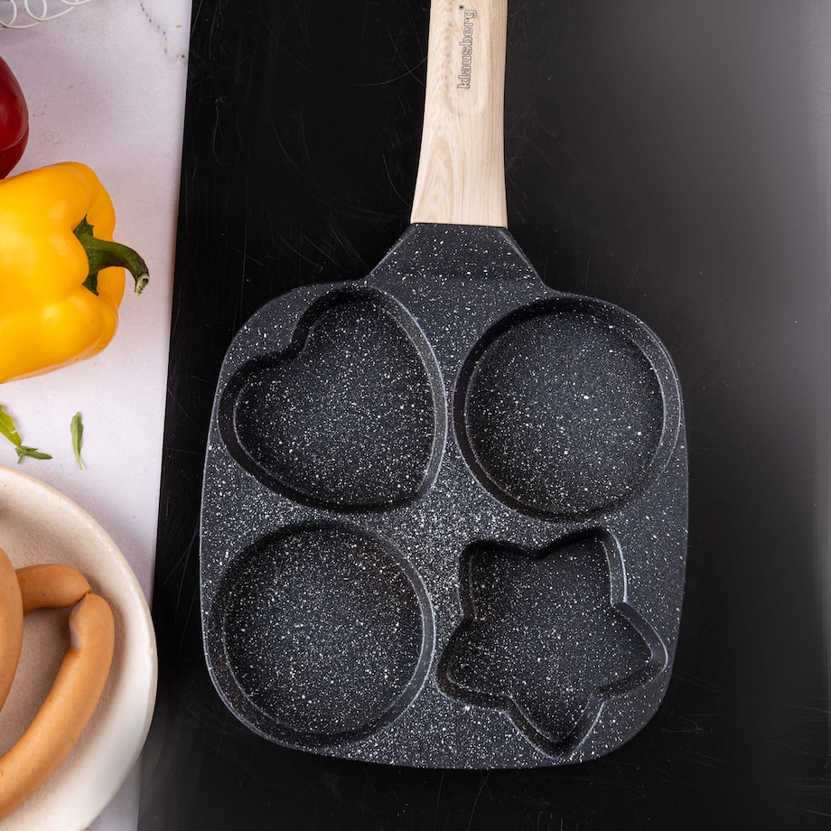 Patelnia marmurkowa 4 w 1 do naleśników jajek placków pancake 18cm CZARNA KLAUSBERG