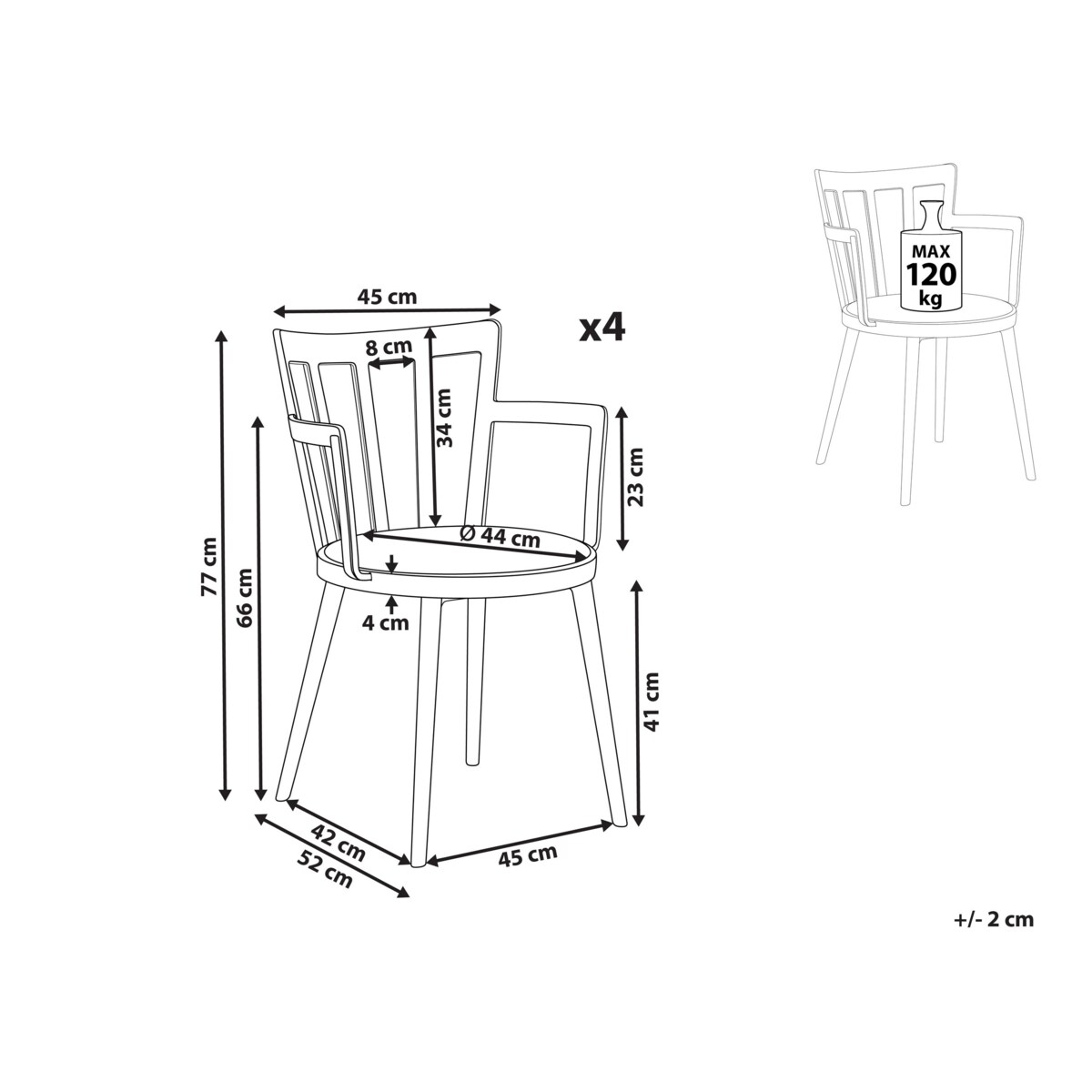 Zestaw 4 krzeseł do jadalni biały MORILL