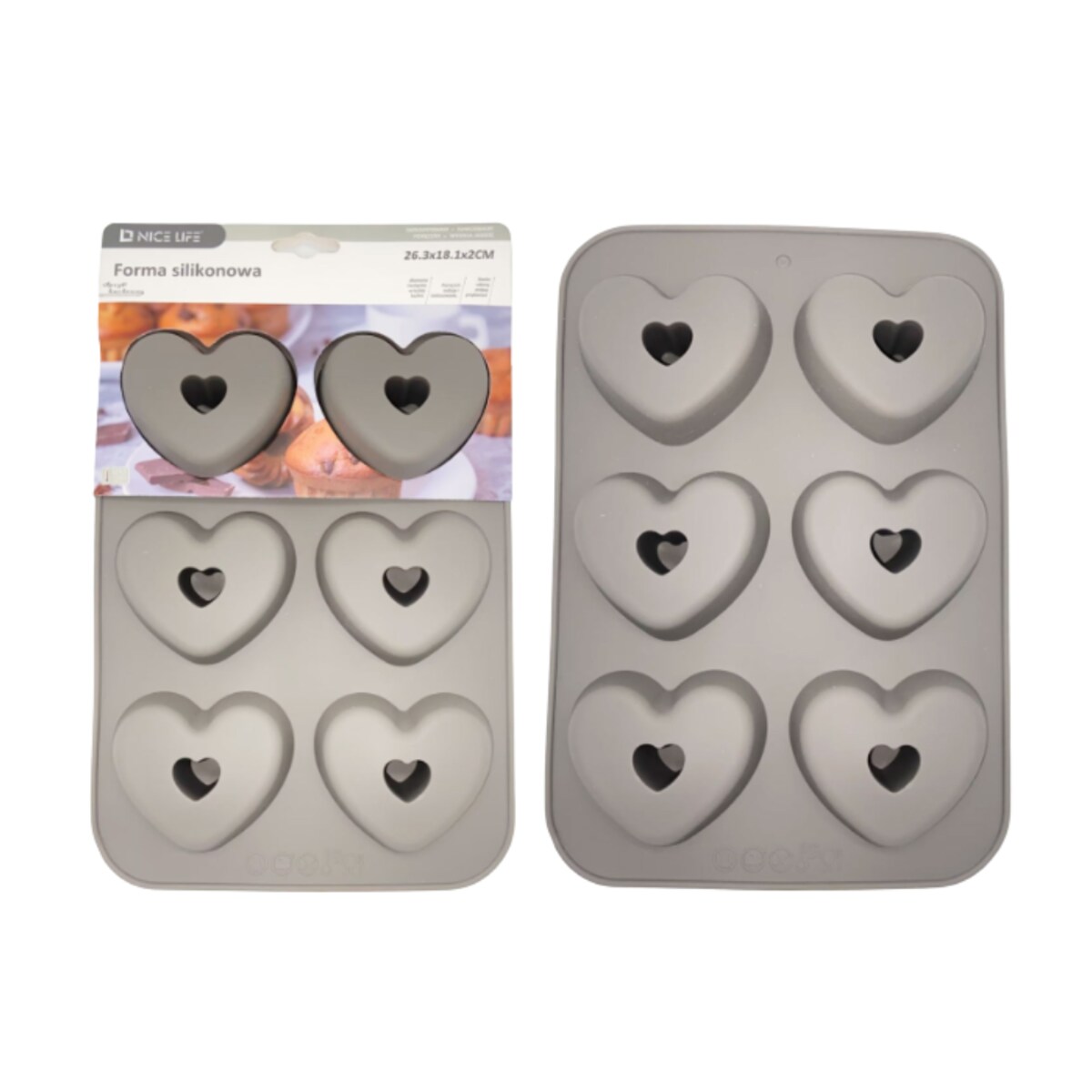 forma silikonowa 3d bakefun hearts xl 26x18x2 cm