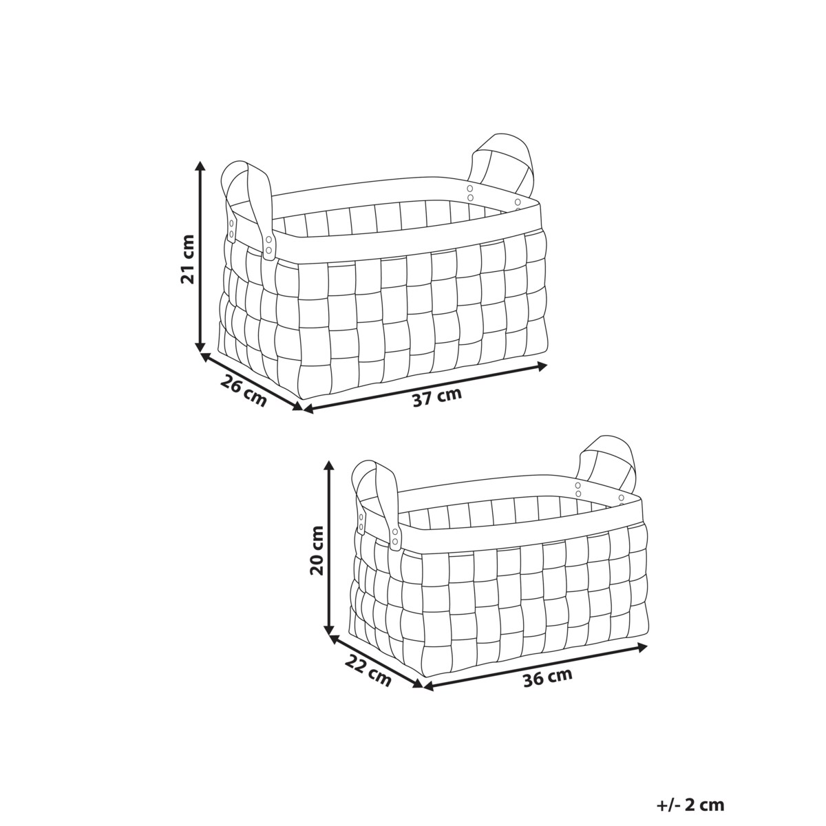 Zestaw 2 koszy z ekoskóry ciemnobrązowy SIPPAR