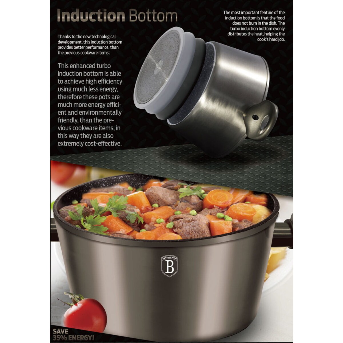 Garnek 6.1L 28cm BERLINGER HAUS Metallic Carbon