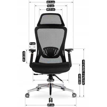 Fotel gamingowy obrotowy ergonomiczny regulowany do biurka czarny LITOS