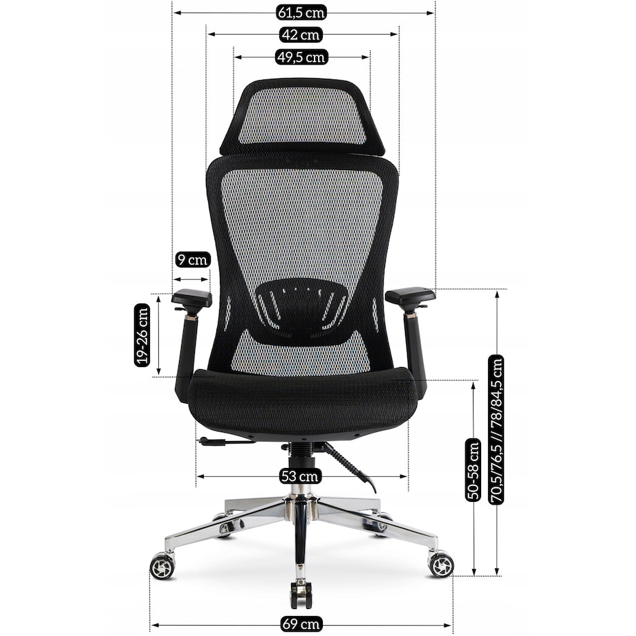 Fotel gamingowy obrotowy ergonomiczny regulowany do biurka czarny LITOS