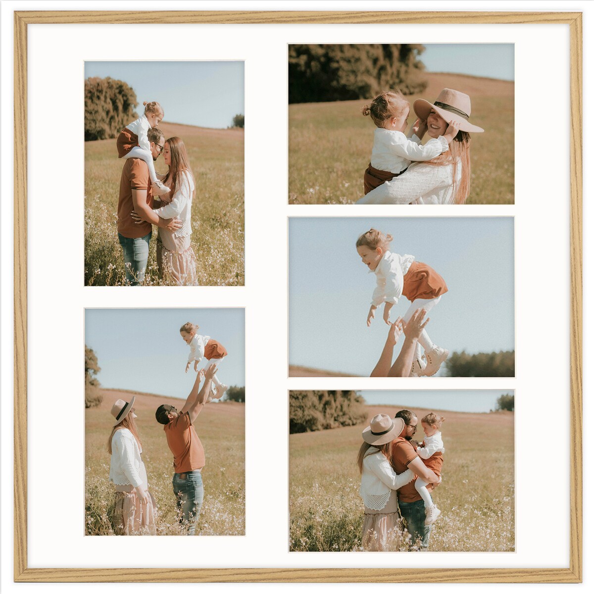 Ramka na zdjęcia 5x 15x21 cm dębowa galeria na 5 zdjęć multirama collage 50x50 cm FRAMAI