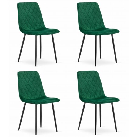 Krzesło Do Jadalni Kuchni Salonu Turin - Ciemna Zieleń Aksamit X 4