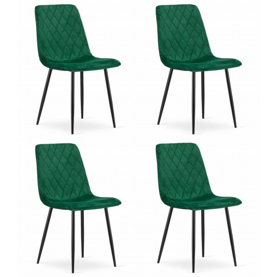 Krzesło Do Jadalni Kuchni Salonu Turin - Ciemna Zieleń Aksamit X 4