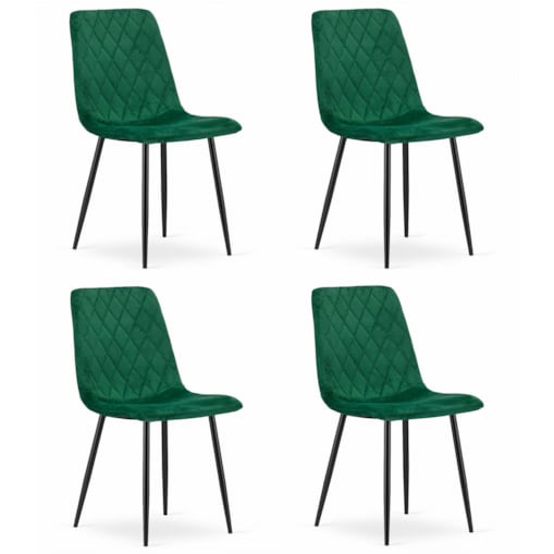 Krzesło Do Jadalni Kuchni Salonu Turin - Ciemna Zieleń Aksamit X 4