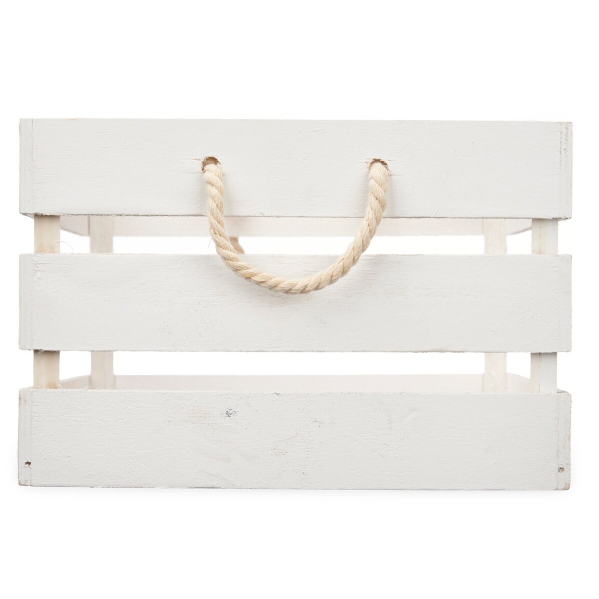 Drewniane skrzynki białe z uchwytami MOON, 3 sztuki