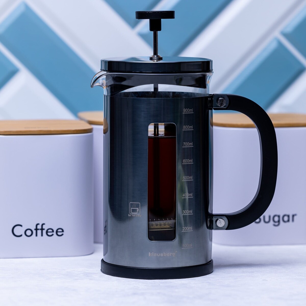Zaparzacz do kawy i herbaty 1.0L French Press szary KLAUSBERG