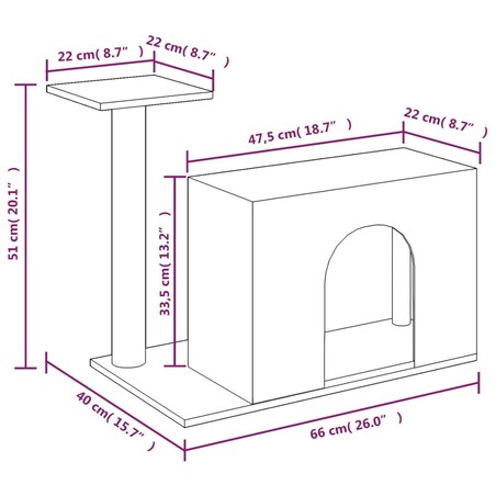 vidaXL Drapak dla kota z sizalowym słupkiem, jasnoszary, 51 cm