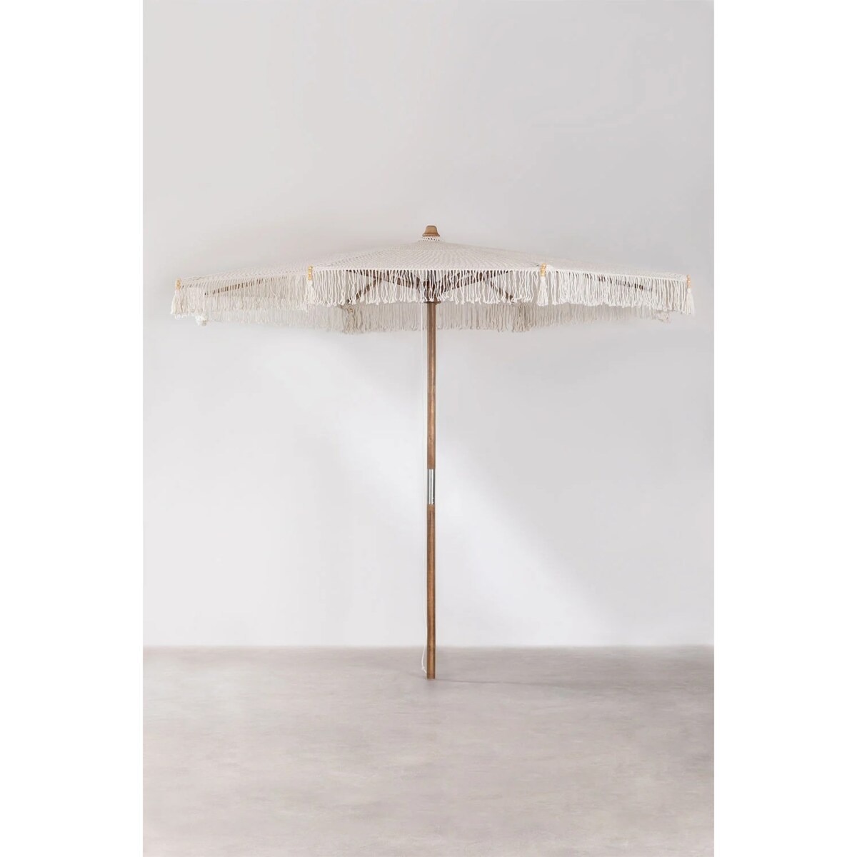 Parasol z drewna tekowego i bawełny Tongariki Ø320 cm