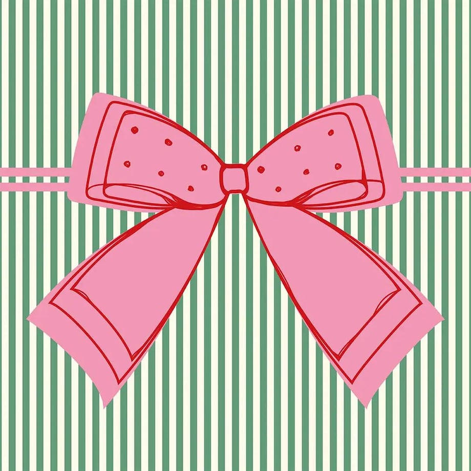 Poduszka świąteczna na krzesło - Kokardka - zielone paski