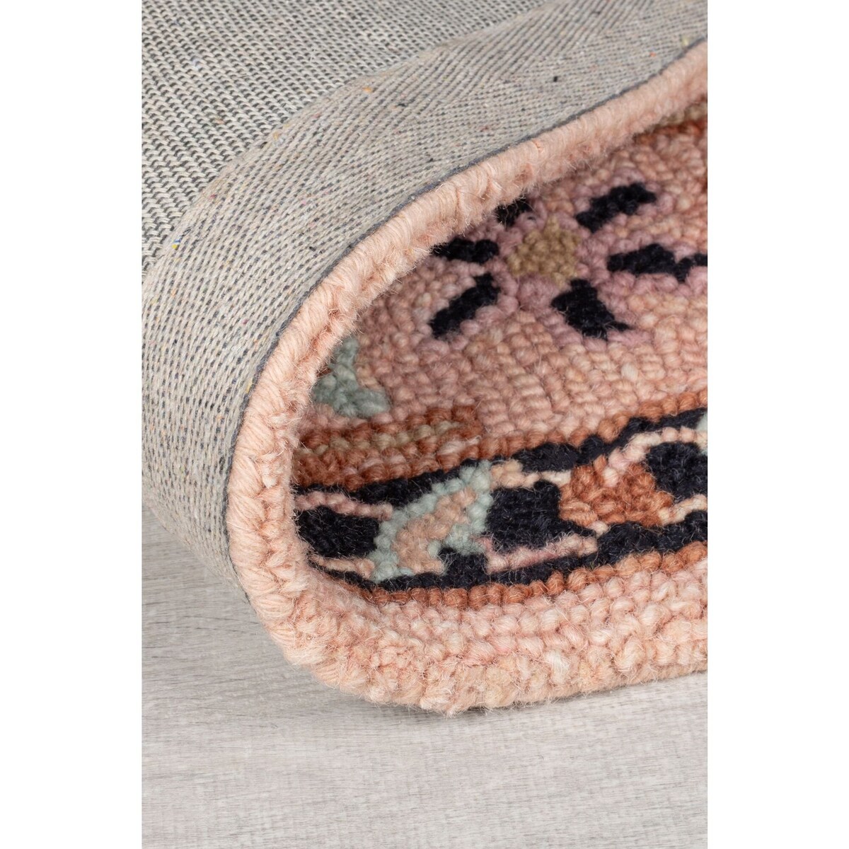 Dywan Wełniany Klasyczny Wool Loop Blossom Różowy/Czarny 160x230