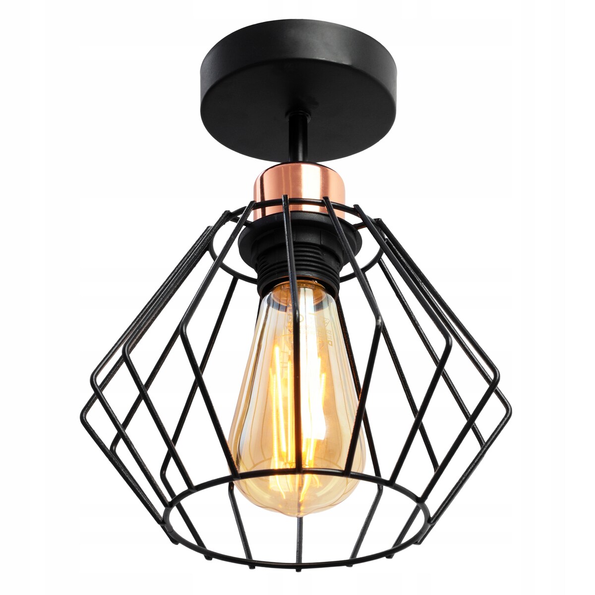Lampa Sufitowa Wisząca Czarna Loft Druciana Siena
