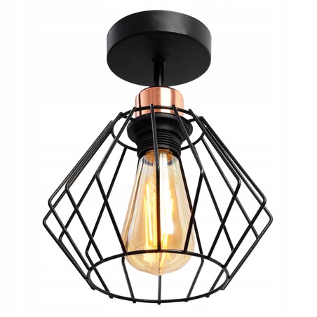 Lampa Sufitowa Wisząca Czarna Loft Druciana Siena