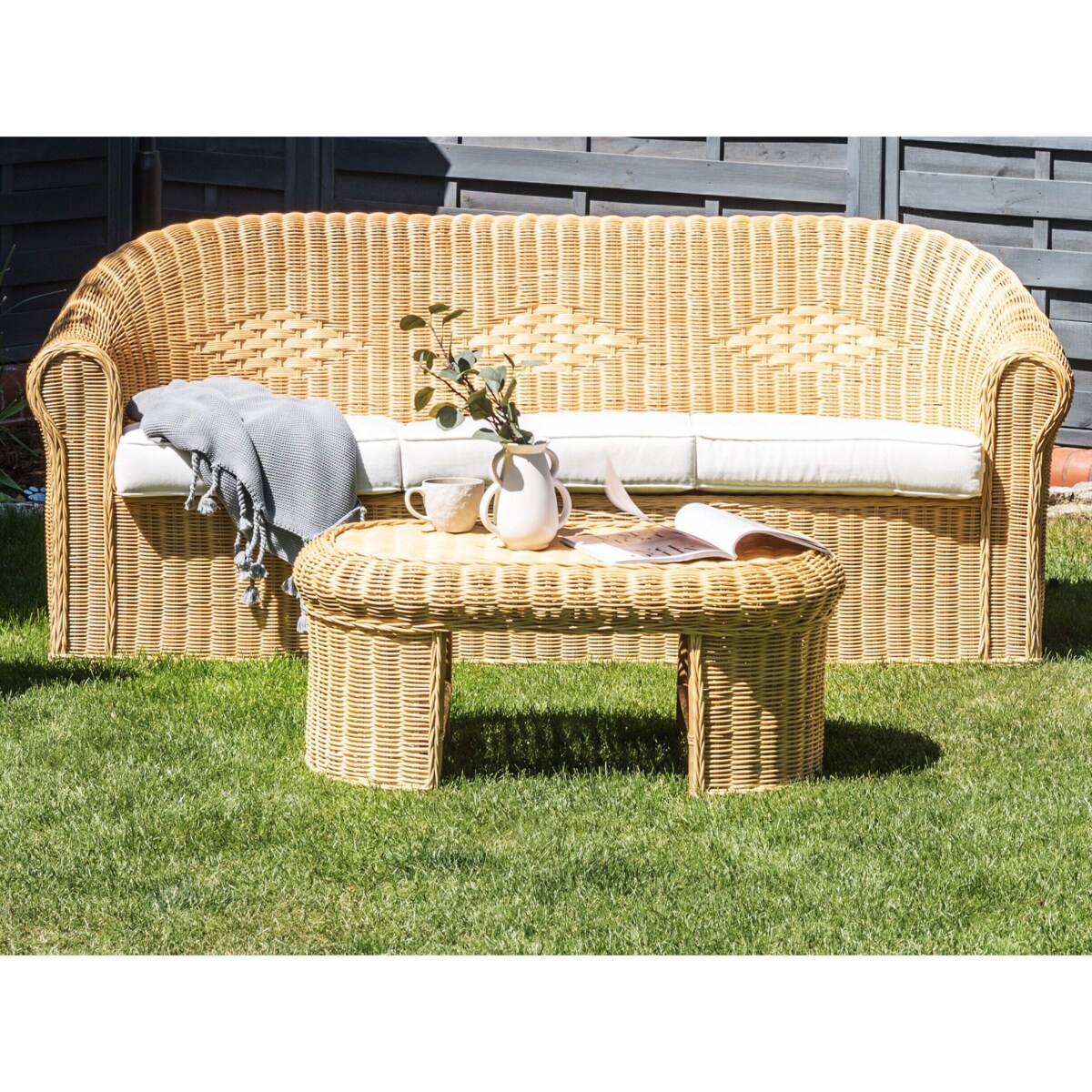 Stół ogrodowy 96 x 60 cm Rattan Naturalny LIVADEIA