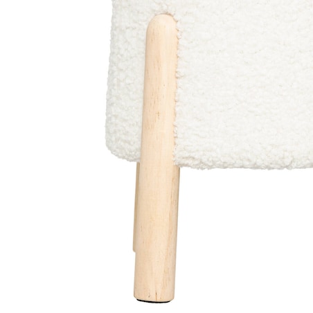 Pufa baranek z sosnowymi nogami BOUCL, 41 x 35 x 41,5 cm