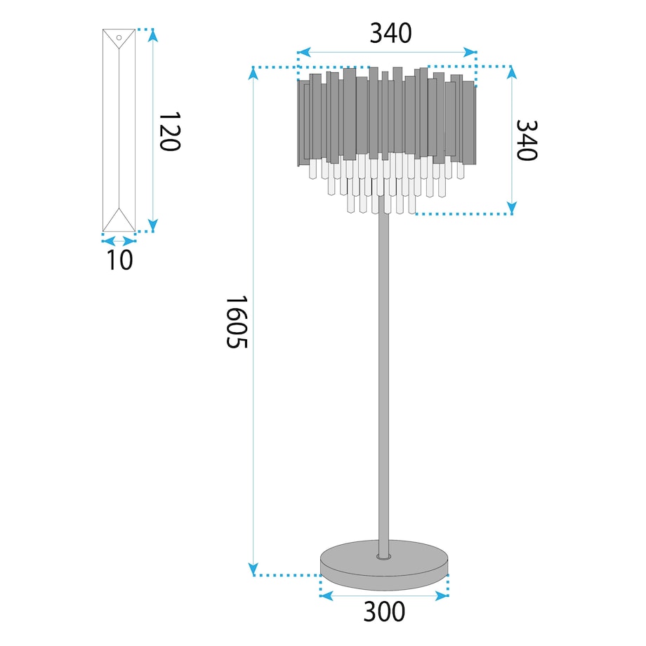 Lampa Podłogowa App1717-3F Chrom, Metal